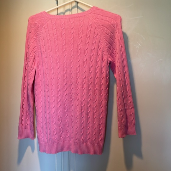 525 Pink Cableknit V Neck Sweater - Picture 2 of 3